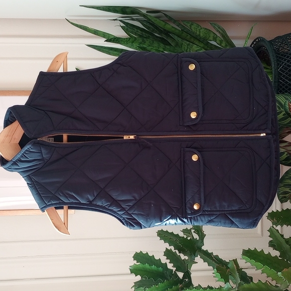 J. Crew Factory Dark Blue Quilted Vest - Picture 3 of 7